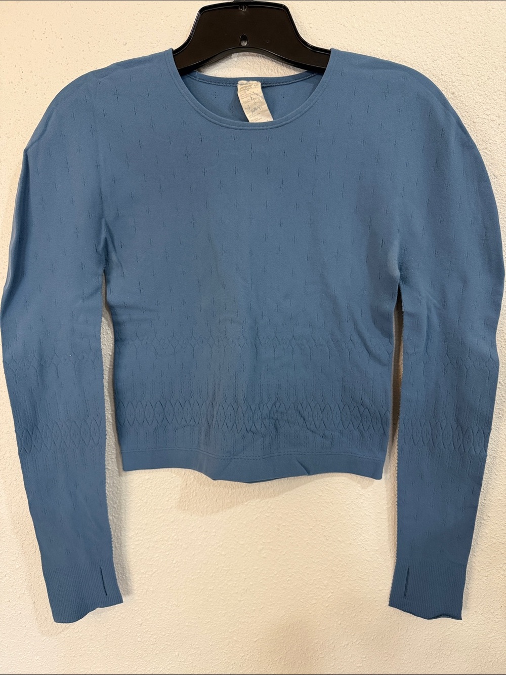 Fabletics Sky Blue Textured Long-Sleeve Knit Top